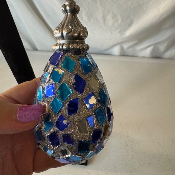Silver Ornament with Blue and Cleared Mirrored - Picture 5 of 5